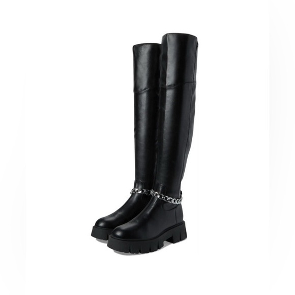 GBG Los Angeles Shoes - G By Guess Coen Tall Platform Boots Over The Knee Chain Chunky Festival Goth